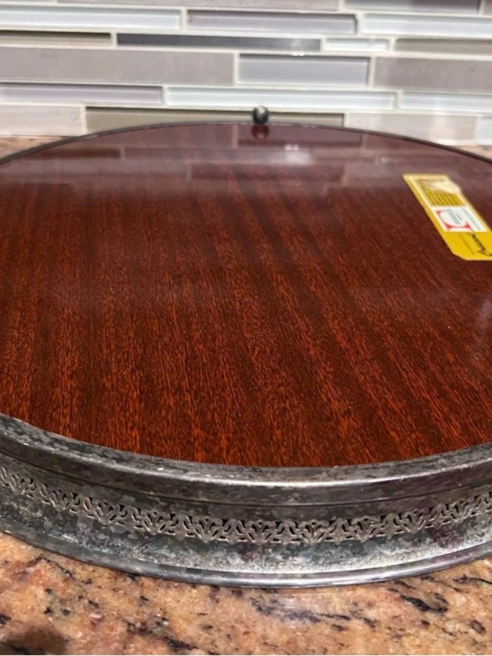 Classic Wooden and Metal Serving Tray - Brown